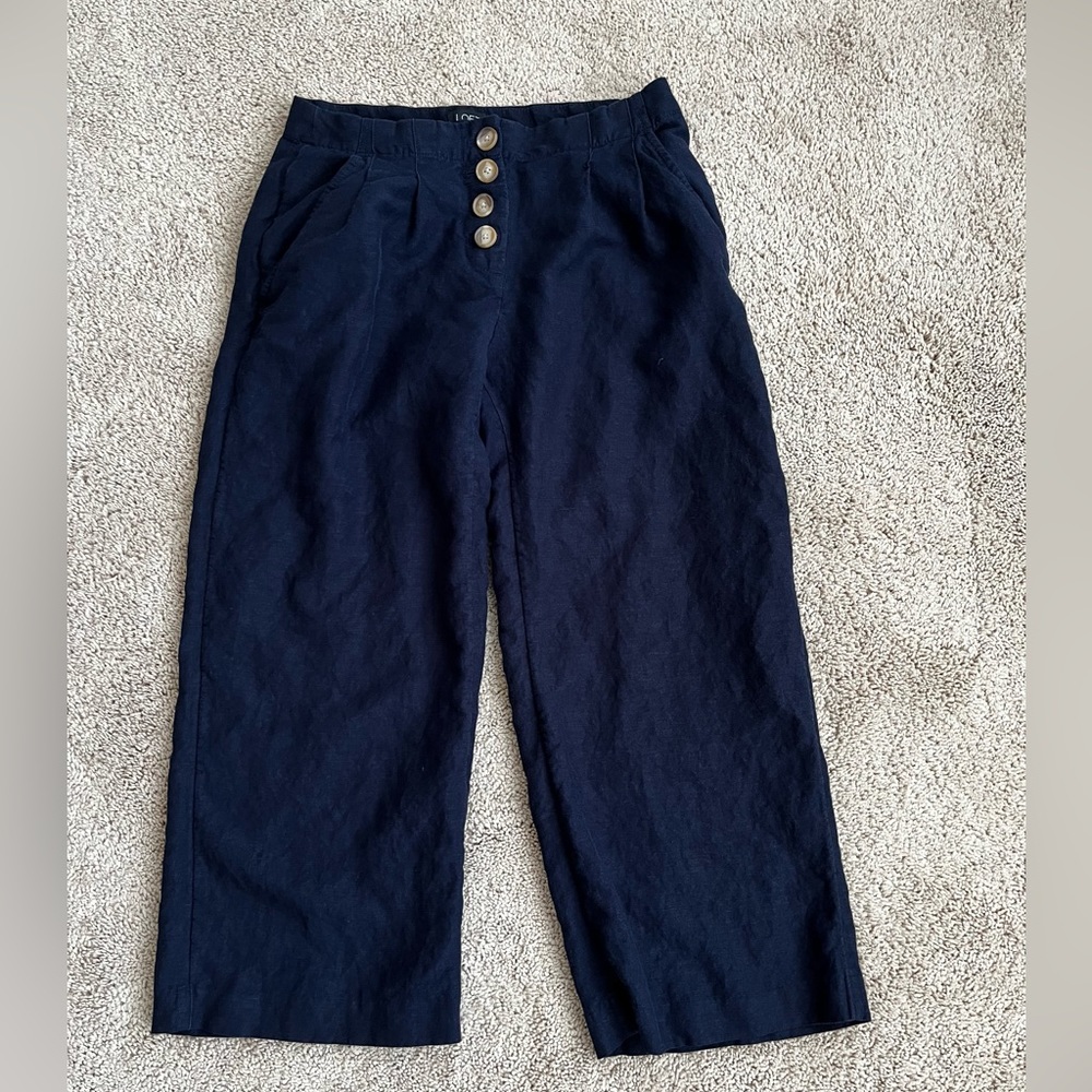 Ann Taylor LOFT Wide Leg Cropped Navy Women's Size XS